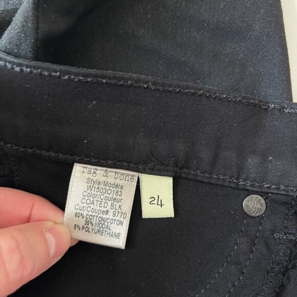 Rag & bone the legging in coated black Shimmer Stretch Jegging Women’s Size 24 - Picture 12 of 12